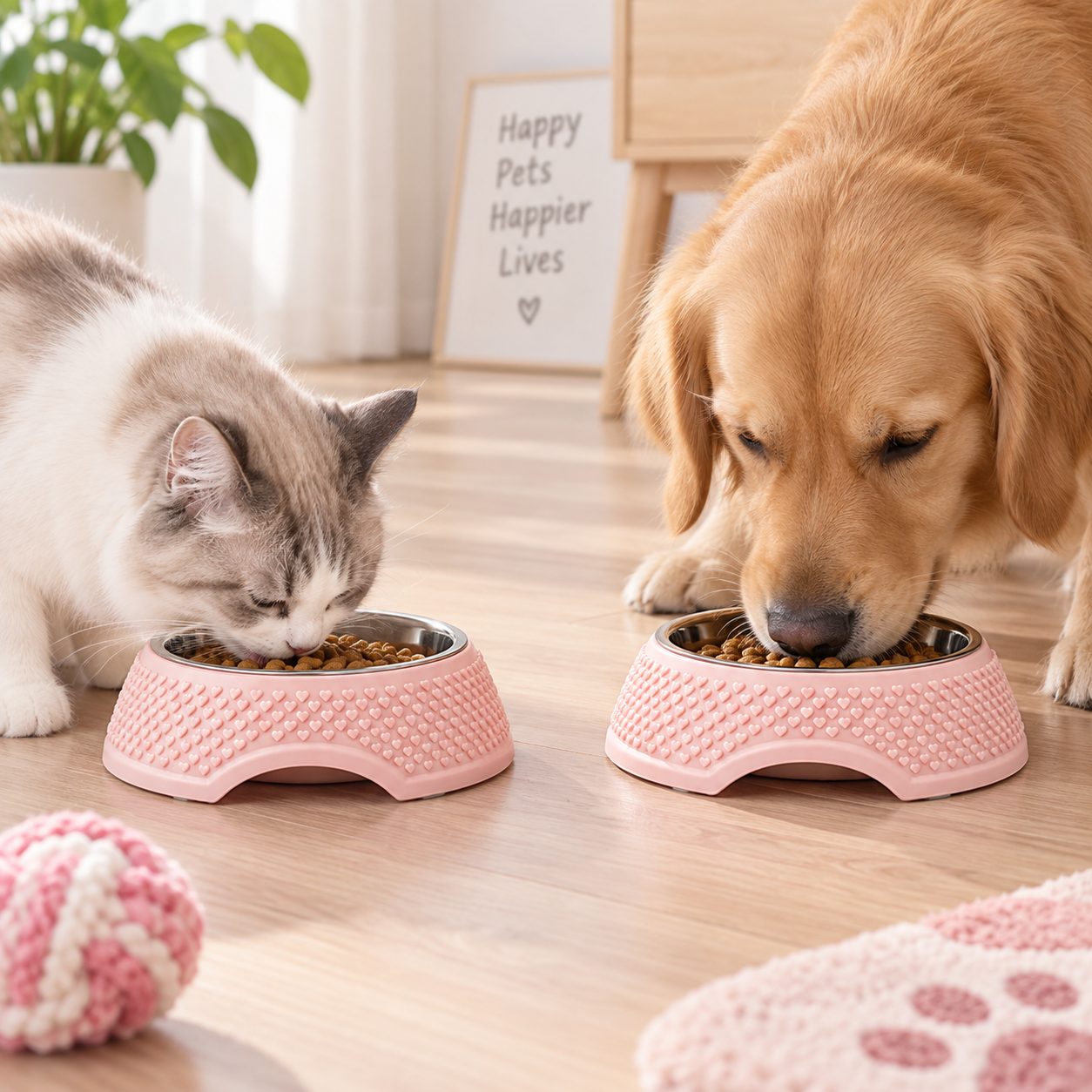 Stainless Steel Pet Food Bowl with Non-Slip Plastic Base