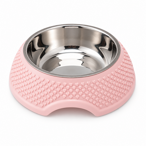 Stainless Steel Pet Food Bowl with Non-Slip Plastic Base
