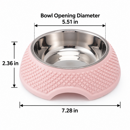 Stainless Steel Pet Food Bowl with Non-Slip Plastic Base