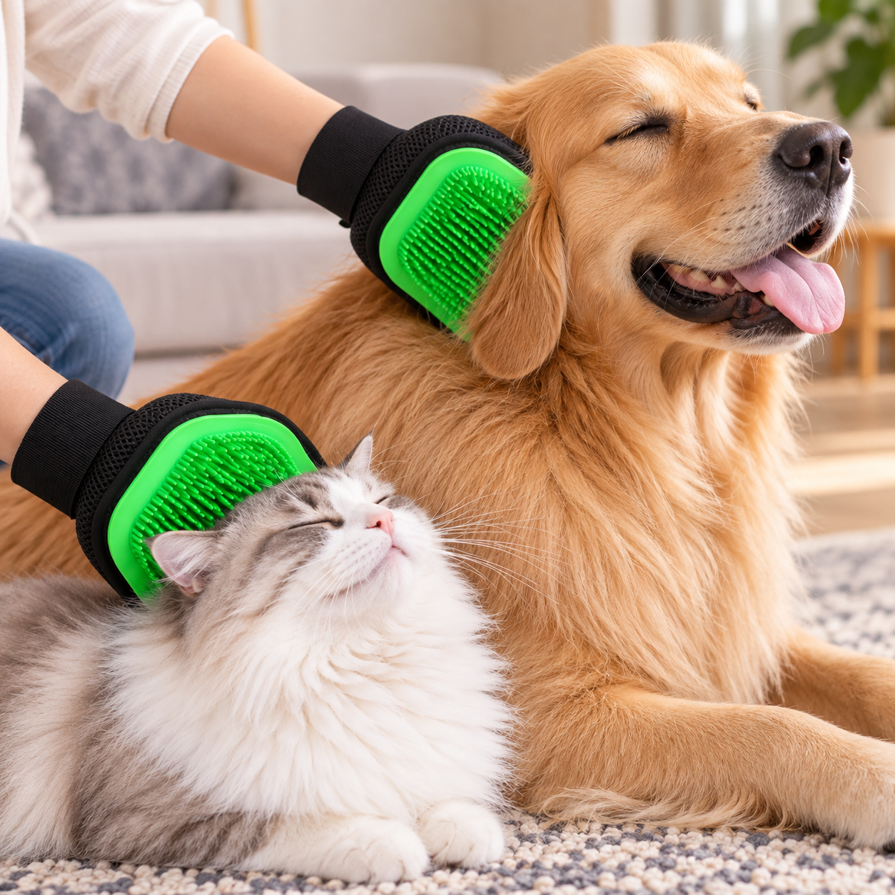 2-in-1 Silicone Pet Grooming & Bath Massage Glove