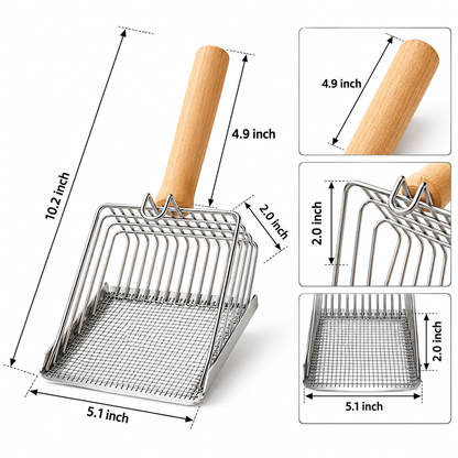 Stainless Steel Cat Litter Scoop with Fine Mesh