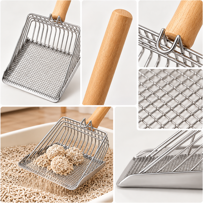 Stainless Steel Cat Litter Scoop with Fine Mesh